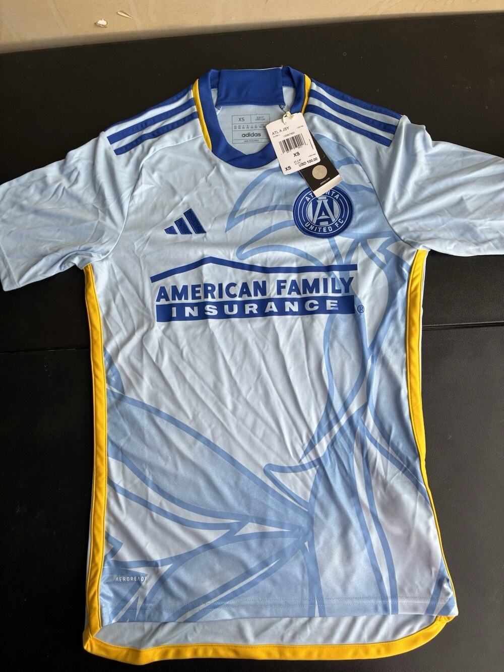 adidas Atlanta United FC MLS Soccer Jersey Blue Yellow Size XS NWT $100